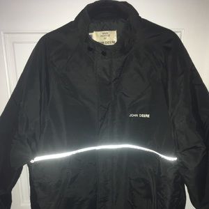 John Deere black winter coat, zip front, XL
